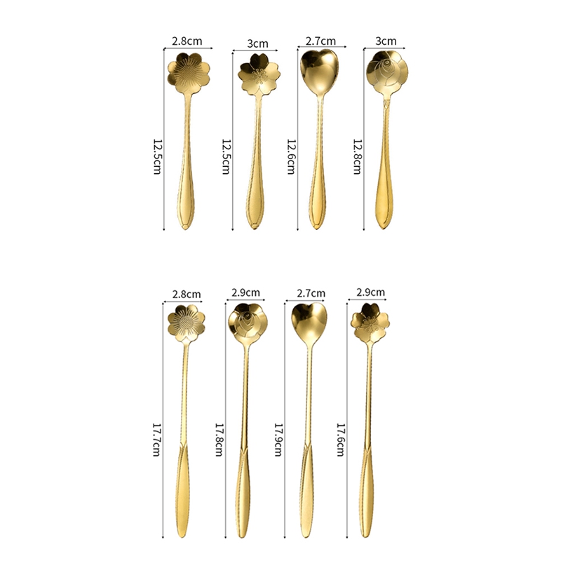 Coffee Tea Replacement - Stainless Steel Cherry Flower Gold Scoop