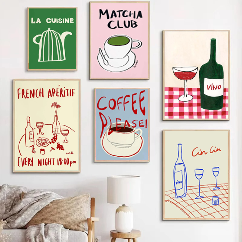 Draw Coffee And Tea - Colorful Drawings Abstract Art Food Posters