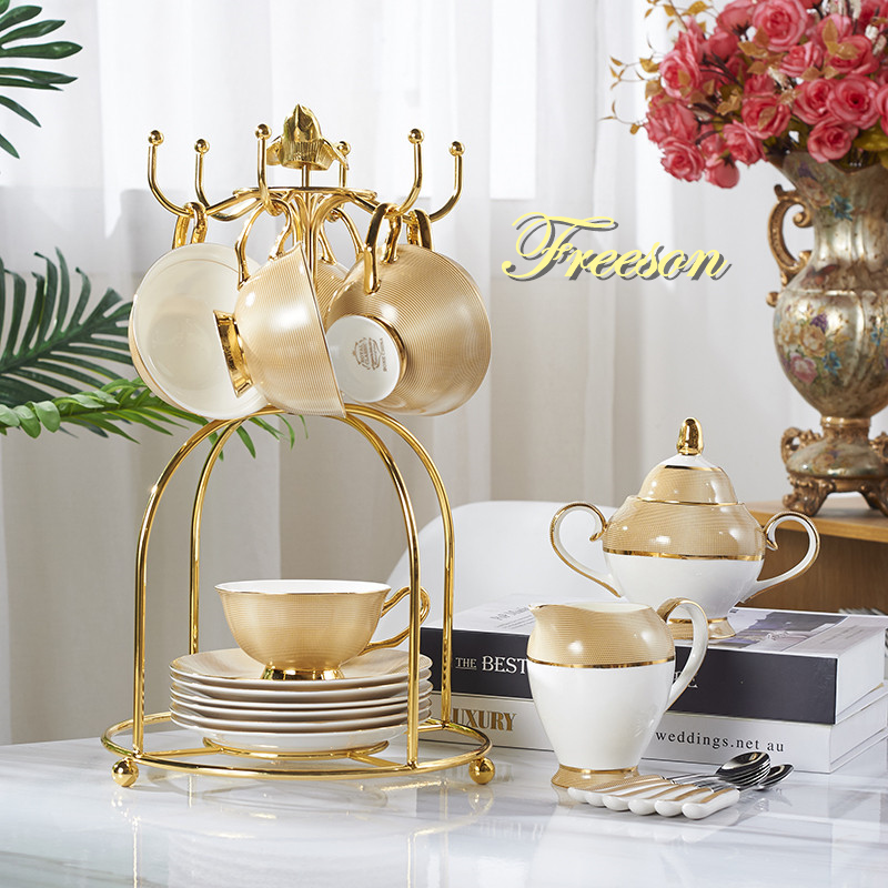 Coffee Tea Sugar - Luxury Gold Bone China Coffee Set