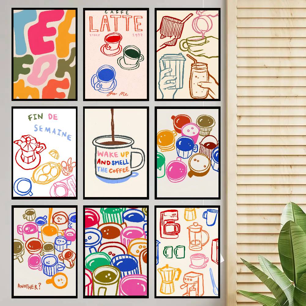 Wallpaper Coffee And Tea - Color Aesthetics Retro Kitchen Coffee Latte