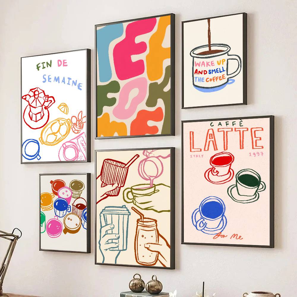 Color Aesthetics Retro Kitchen - Wallpaper Coffee And Tea review and price