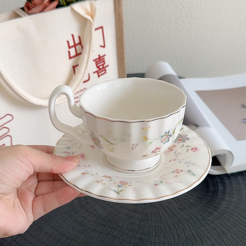 Gold-drawing Floral Print Coff - Draw Coffee And Tea review and price