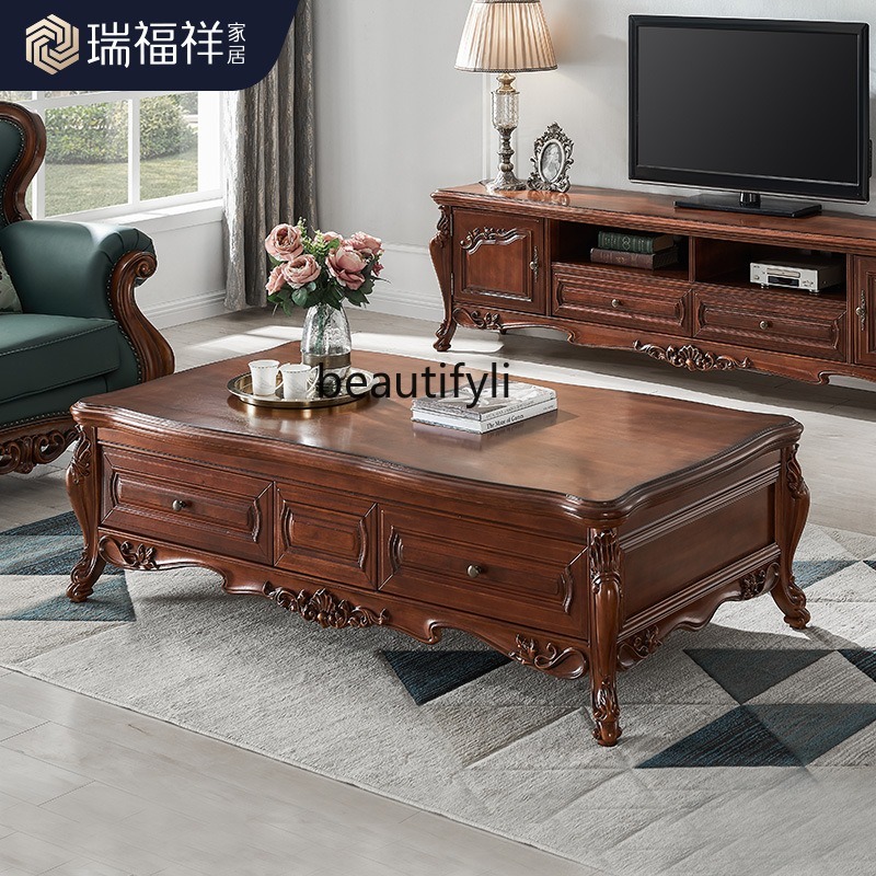 All solid wood coffee table Am - Draw Coffee And Tea review and price